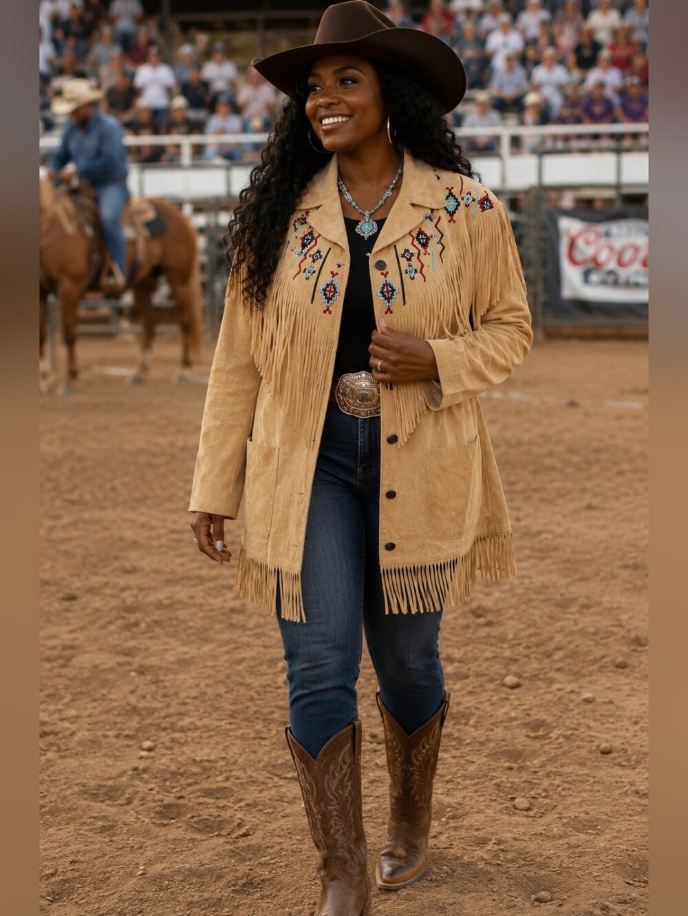 Via Accenti Leather Western Jacket